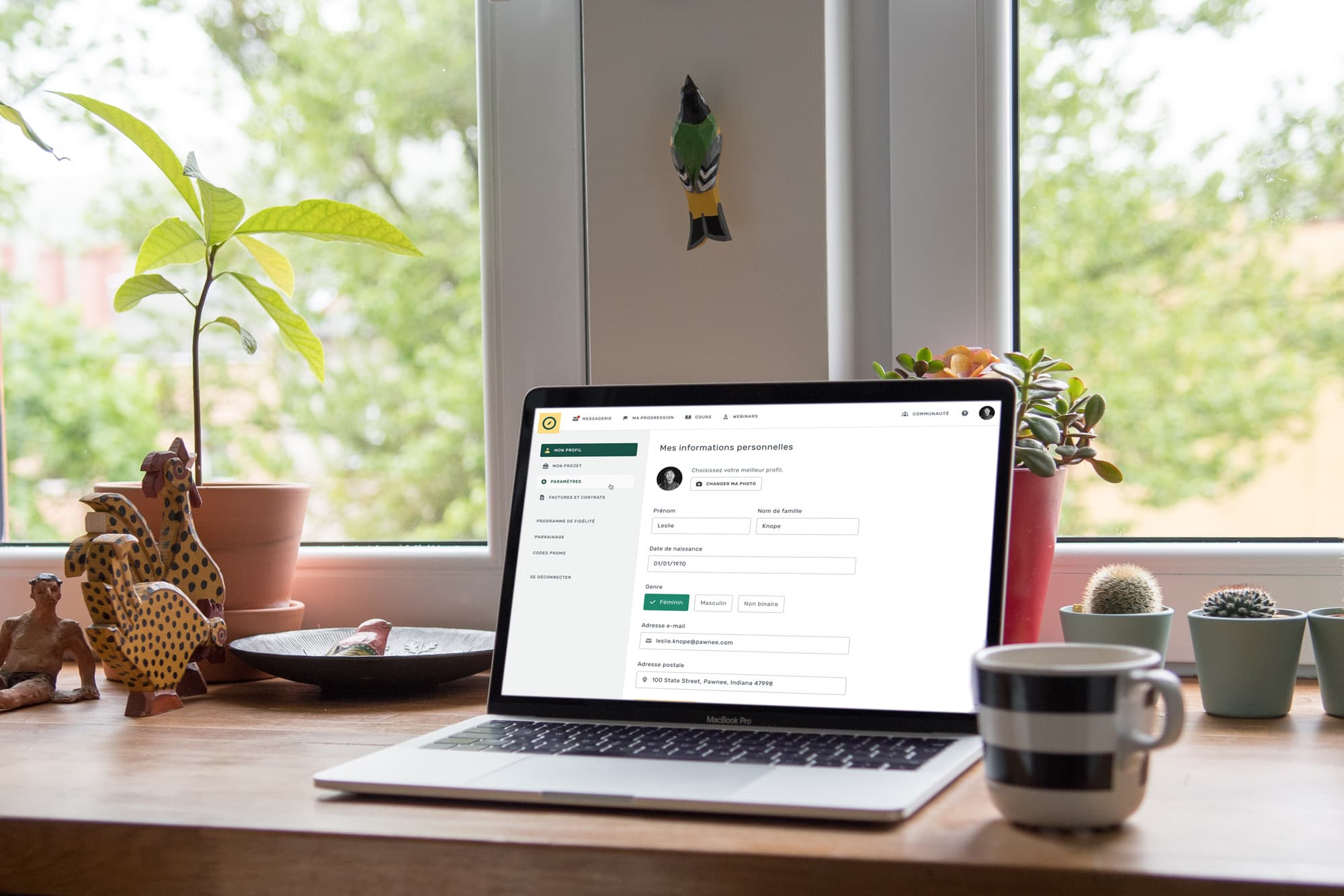 L'espace LiveMentor : la page de profil et les paramètres du compte apprenant.