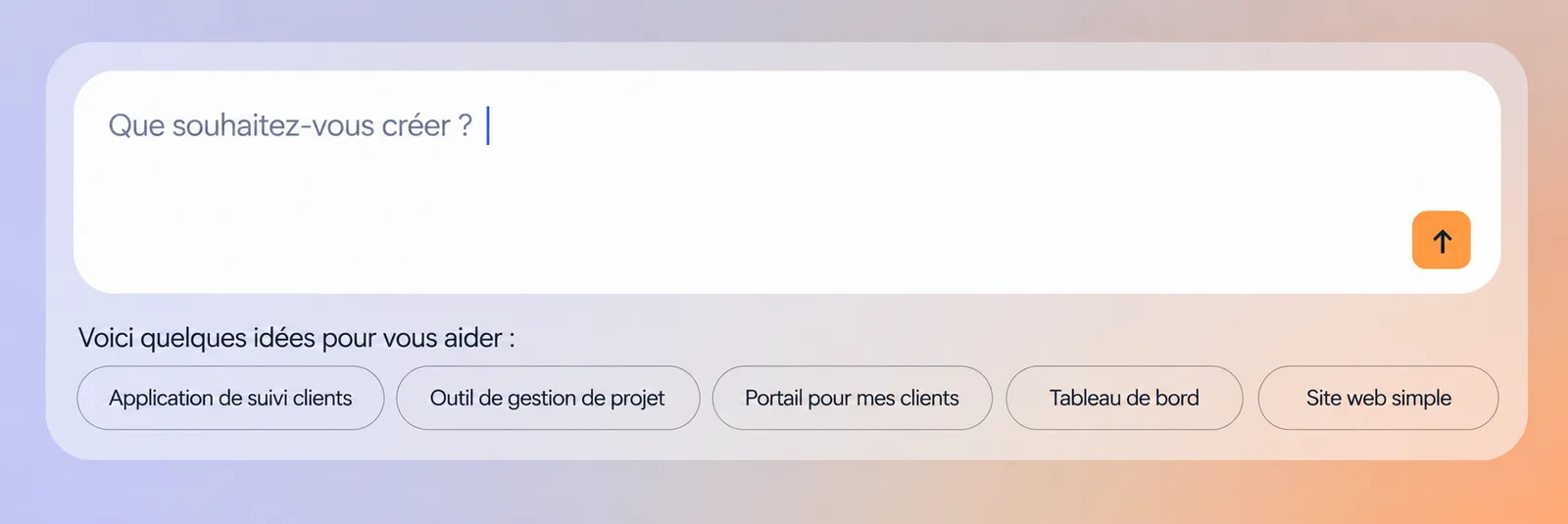 Interface Base44 pour décrire une application à créer avec l'IA